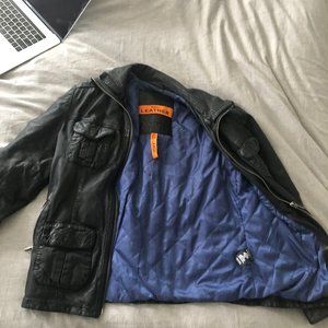 superdry black leather jacket